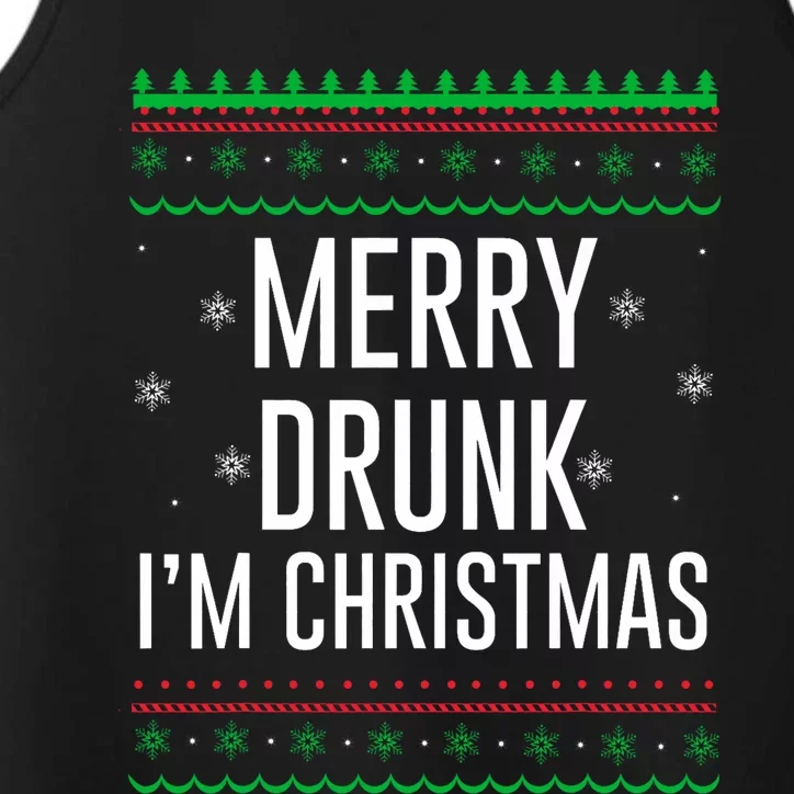 Funny Christmas Drinking Shirts Merry Drunk IM Christmas Performance Tank