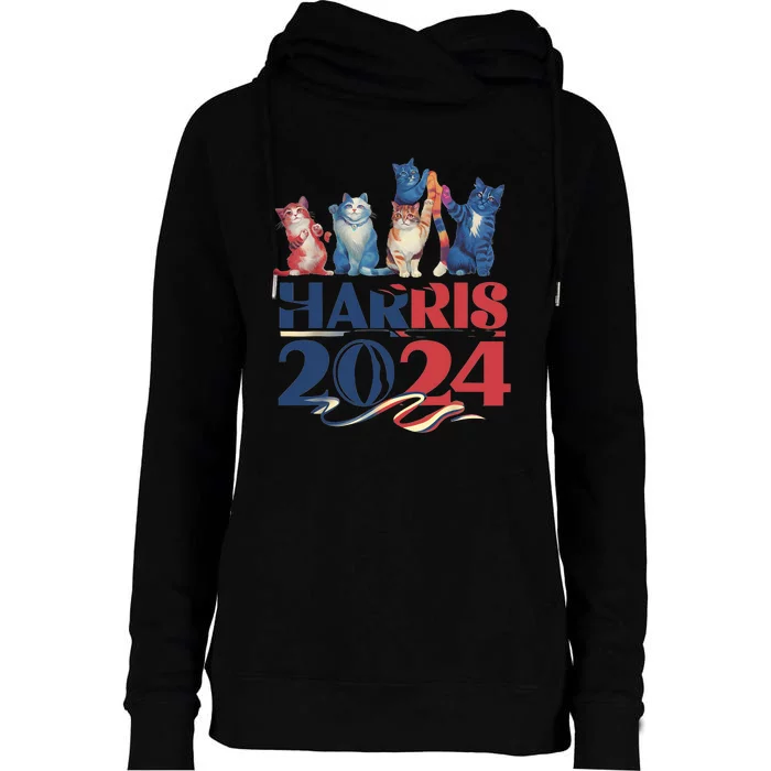 Funny Cat Design Kamala 2024 Childless Cat Lady Womens Funnel Neck Pullover Hood