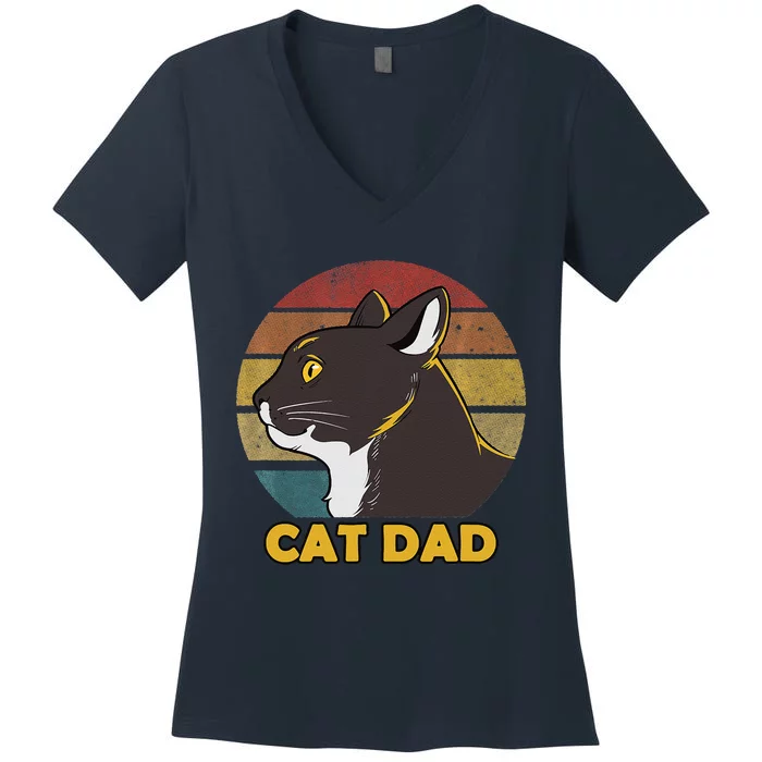 Funny Cat Dad Father Day Women's V-Neck T-Shirt