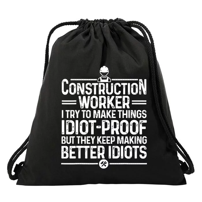 Funny Construction Design For Dad Construction Worker Drawstring Bag