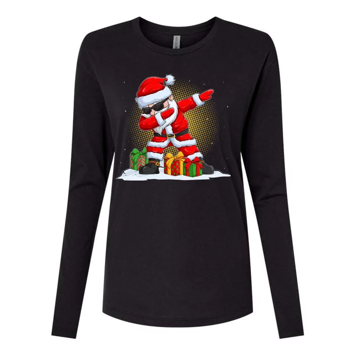 Funny Christmas Dabbing Santa Claus Womens Cotton Relaxed Long Sleeve T-Shirt