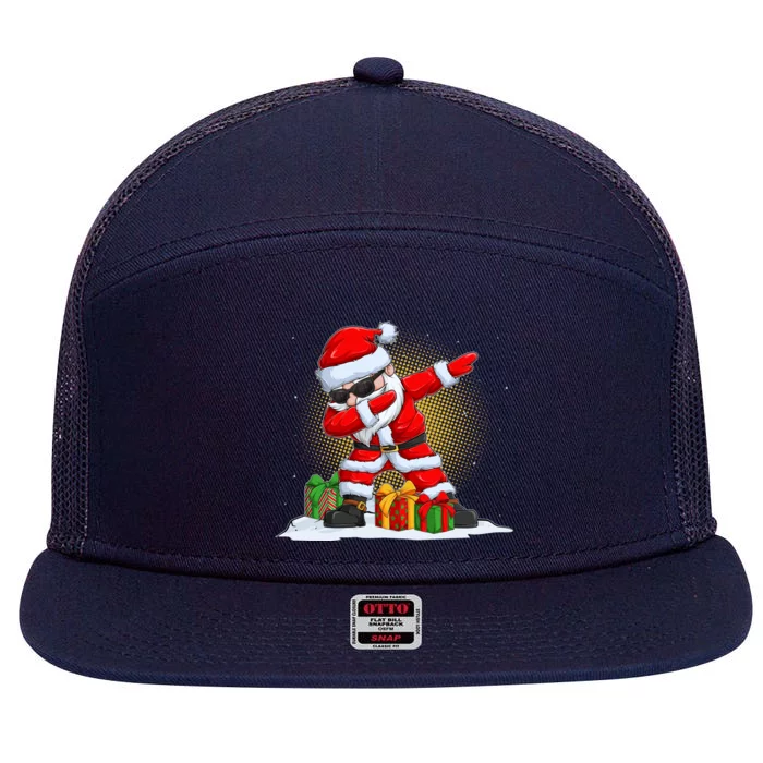 Funny Christmas Dabbing Santa Claus 7 Panel Mesh Trucker Snapback Hat