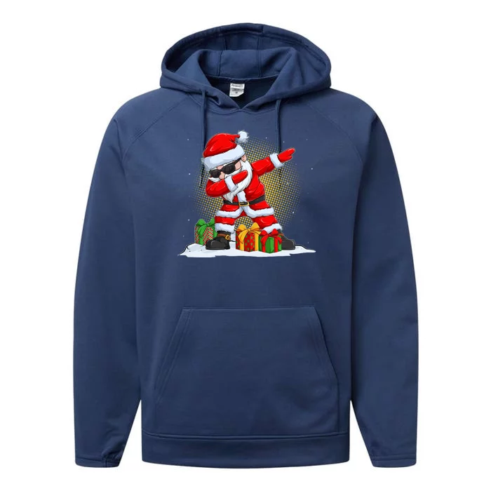 Funny Christmas Dabbing Santa Claus Performance Fleece Hoodie