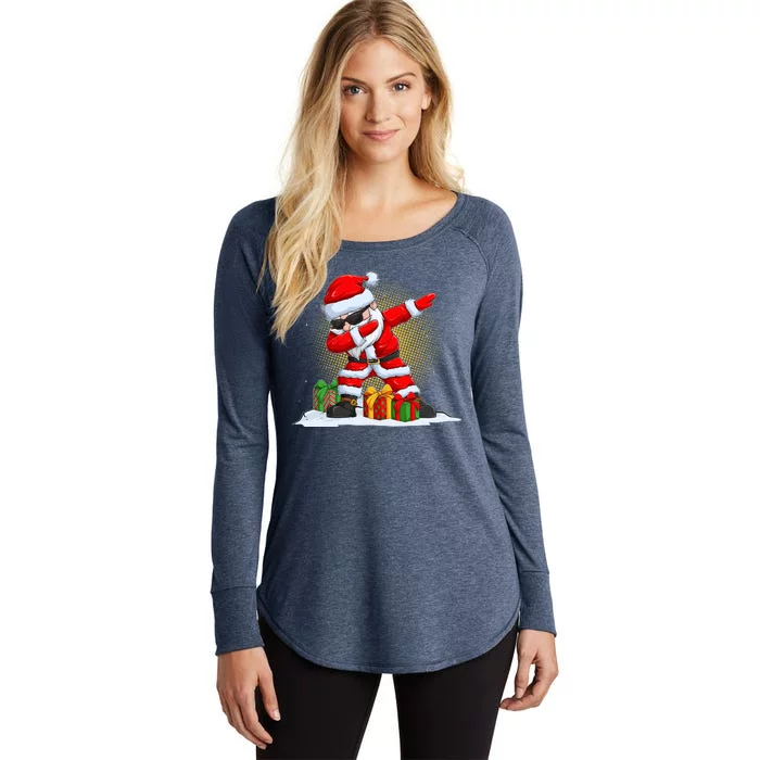 Funny Christmas Dabbing Santa Claus Women's Perfect Tri Tunic Long Sleeve Shirt