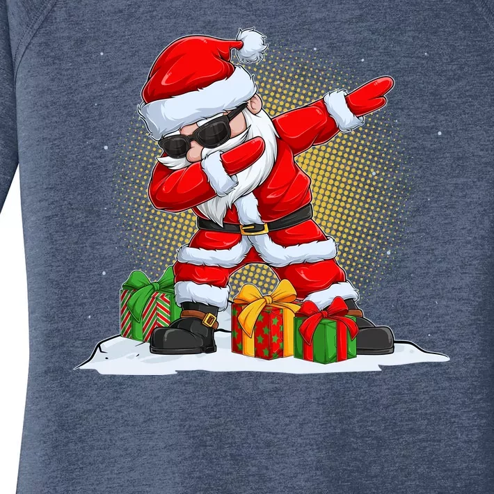 Funny Christmas Dabbing Santa Claus Women's Perfect Tri Tunic Long Sleeve Shirt