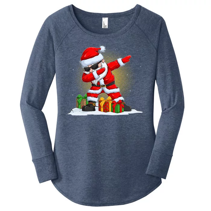 Funny Christmas Dabbing Santa Claus Women's Perfect Tri Tunic Long Sleeve Shirt