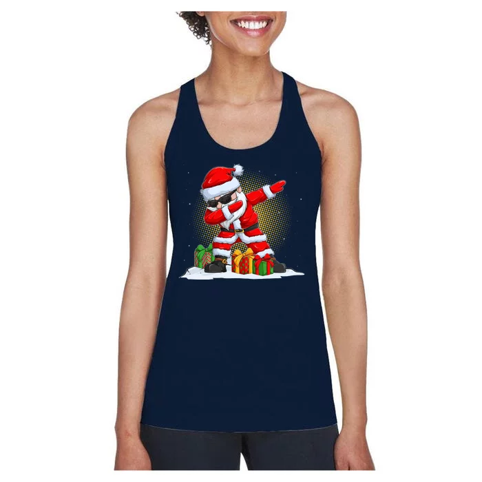 Funny Christmas Dabbing Santa Claus Women's Racerback Tank