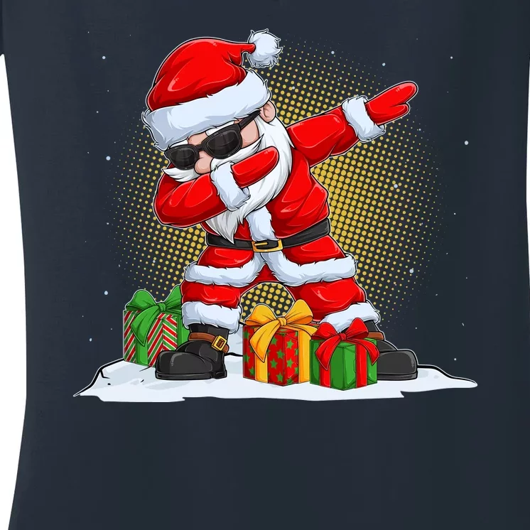 Funny Christmas Dabbing Santa Claus Women's V-Neck T-Shirt