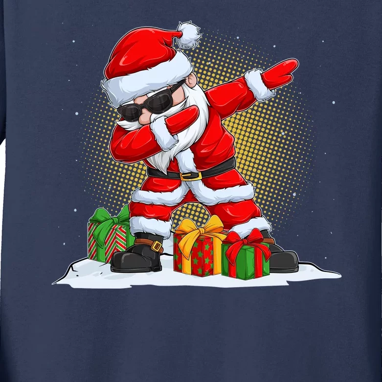 Funny Christmas Dabbing Santa Claus Kids Long Sleeve Shirt