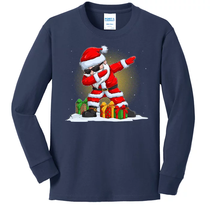 Funny Christmas Dabbing Santa Claus Kids Long Sleeve Shirt