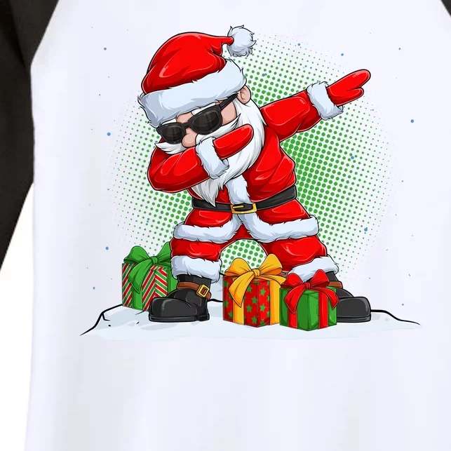 Funny Christmas Dabbing Santa Claus Women's Tri-Blend 3/4-Sleeve Raglan Shirt