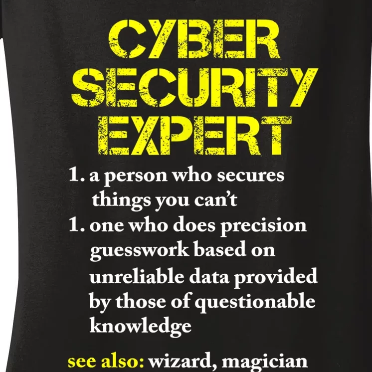 Funny Cybersecurity Definition Expert Computer Engineer TShirt Women's V-Neck T-Shirt