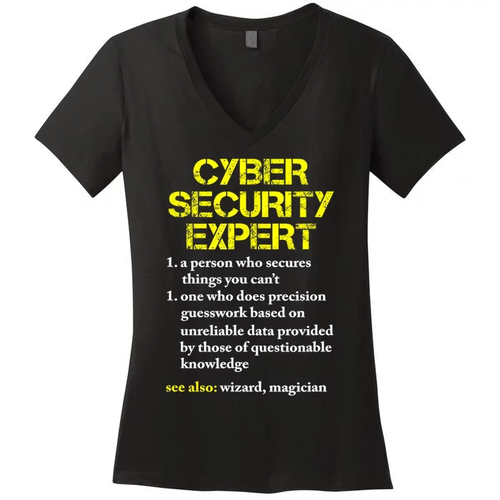 Funny Cybersecurity Definition Expert Computer Engineer TShirt Women's V-Neck T-Shirt