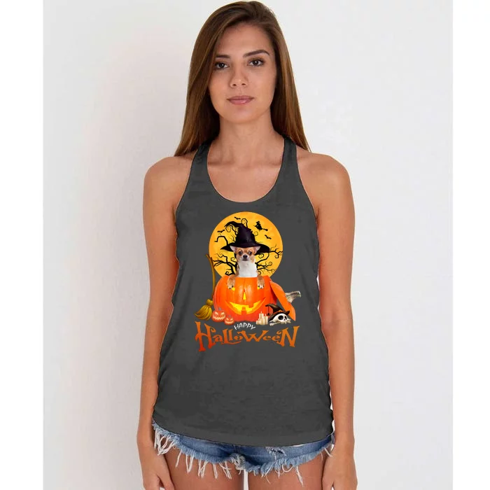 Funny Chihuahua Dog Spooky Halloween Women's Knotted Racerback Tank