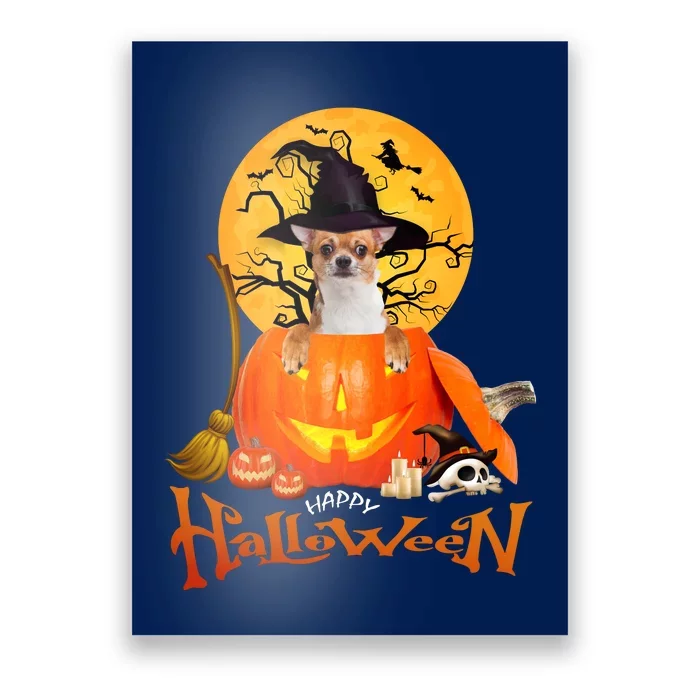 Funny Chihuahua Dog Spooky Halloween Poster