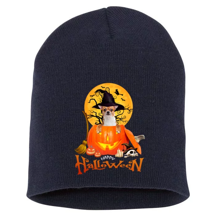 Funny Chihuahua Dog Spooky Halloween Short Acrylic Beanie