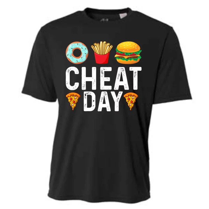 Funny Cheat Day Outfit Donuts Fries Pizza And Hamburger Gift Cooling Performance Crew T-Shirt