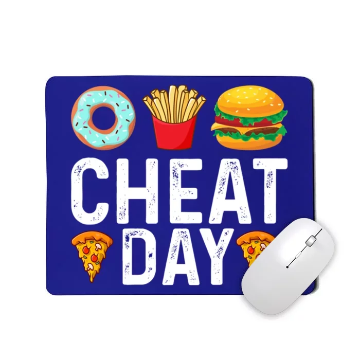 Funny Cheat Day Outfit Donuts Fries Pizza And Hamburger Gift Mousepad