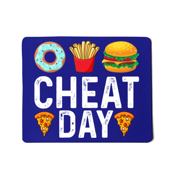 Funny Cheat Day Outfit Donuts Fries Pizza And Hamburger Gift Mousepad