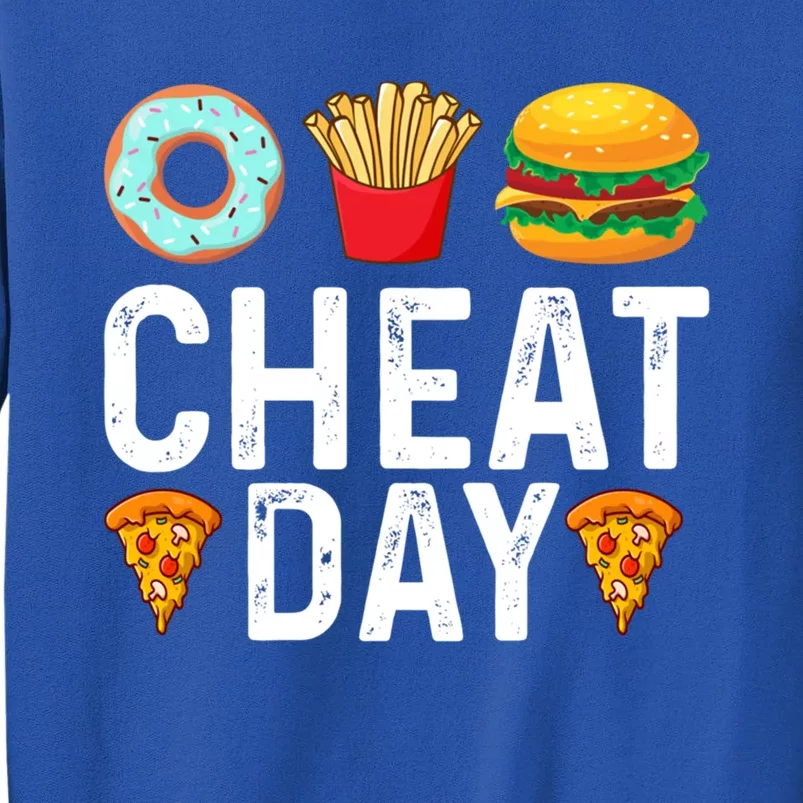 Funny Cheat Day Outfit Donuts Fries Pizza And Hamburger Gift Tall Sweatshirt