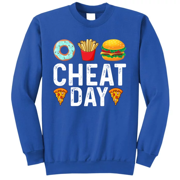 Funny Cheat Day Outfit Donuts Fries Pizza And Hamburger Gift Tall Sweatshirt