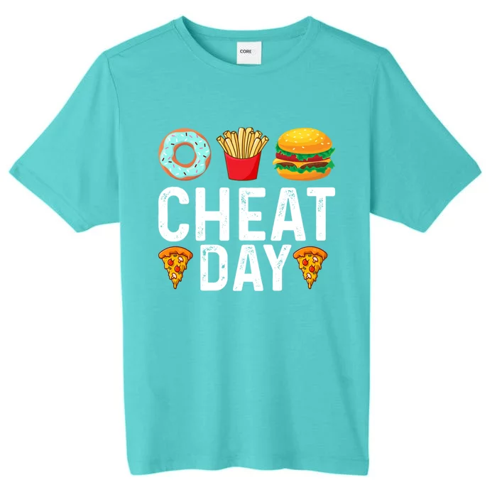 Funny Cheat Day Outfit Donuts Fries Pizza And Hamburger Gift ChromaSoft Performance T-Shirt