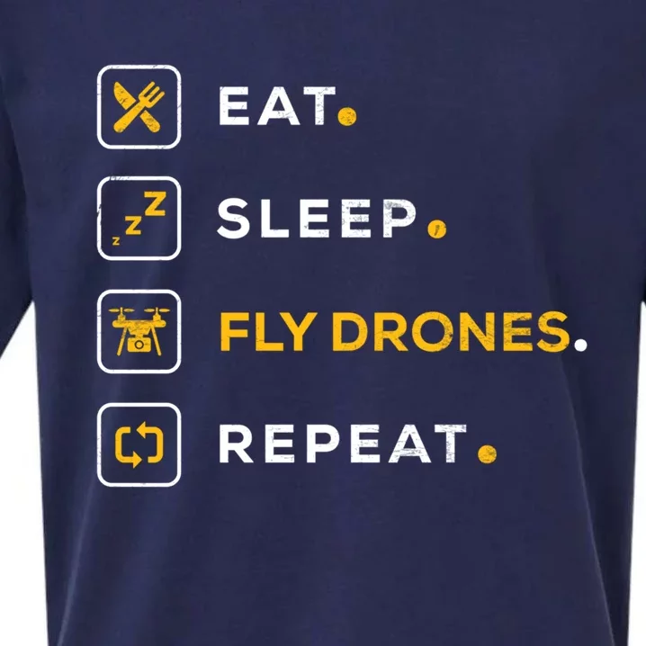 Funny Christmas Drones Gift Eat Sleep Fly Drones Meaningful Gift Sueded Cloud Jersey T-Shirt