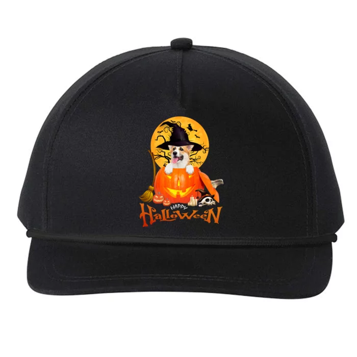 Funny Corgi Dog Spooky Halloween Snapback Five-Panel Rope Hat