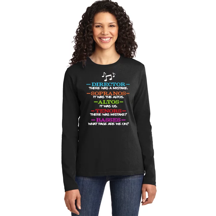 Funny Choir Director Soprano Alto Tenor Bass Show Choir Joke Ladies Long Sleeve Shirt