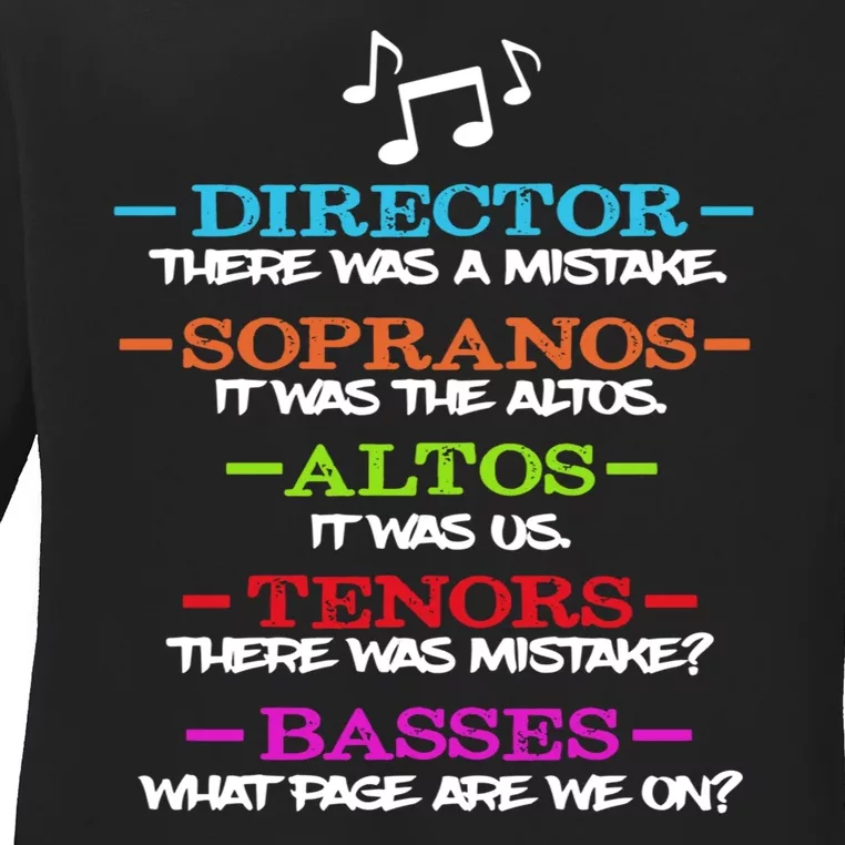 Funny Choir Director Soprano Alto Tenor Bass Show Choir Joke Ladies Long Sleeve Shirt