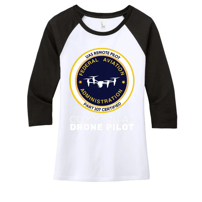 FAA Commercial Drone Pilot Women's Tri-Blend 3/4-Sleeve Raglan Shirt