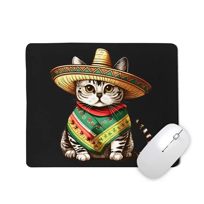 Funny Cinco De Mayo Cute Mexican Cat Mousepad