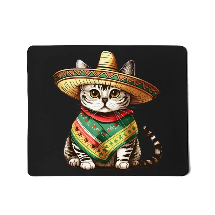 Funny Cinco De Mayo Cute Mexican Cat Mousepad