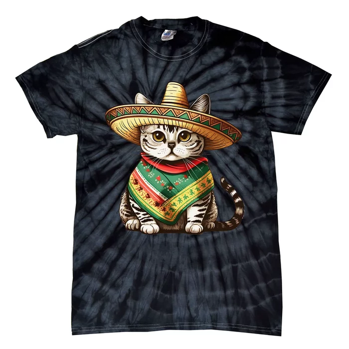 Funny Cinco De Mayo Cute Mexican Cat Tie-Dye T-Shirt