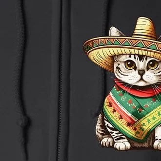 Funny Cinco De Mayo Cute Mexican Cat Full Zip Hoodie