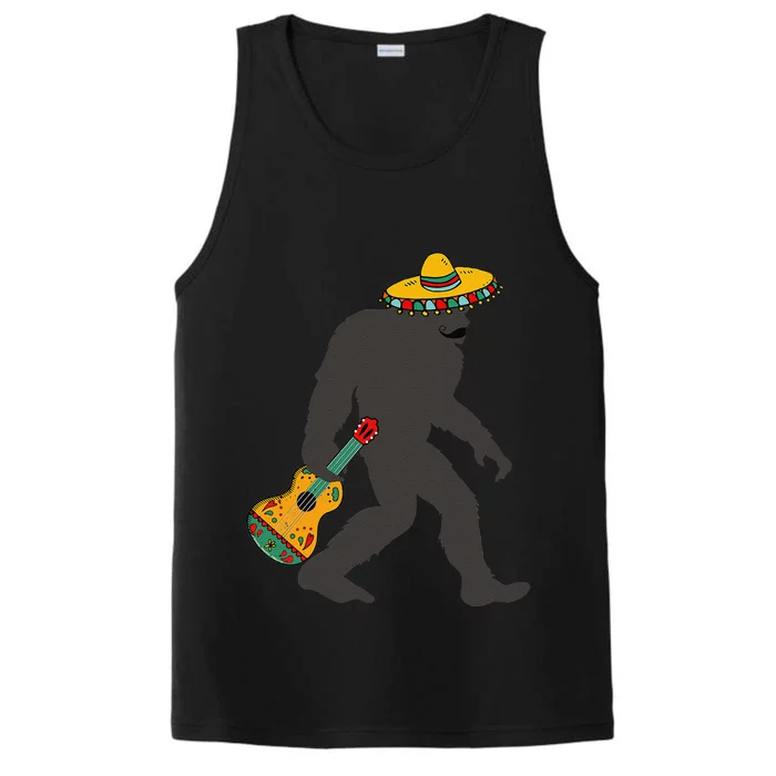 Funny Cinco De Mayo Bigfoot Mexican Guitar Cinco De Mayo Performance Tank