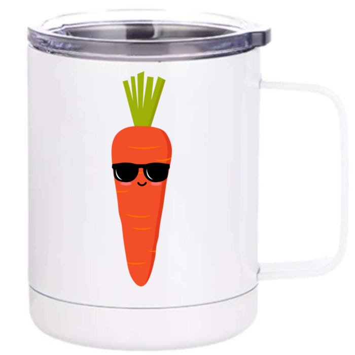 Funny Carrot Dad Sunglasses Vegetable Fathers' Day Gardener Gift Front & Back 12oz Stainless Steel Tumbler Cup