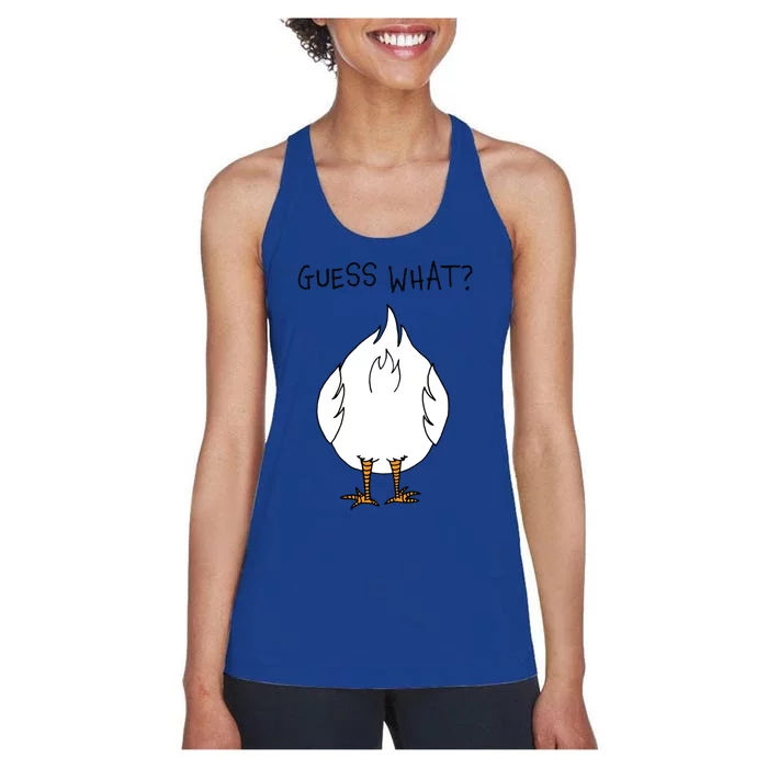 Funny Corny Dad Joke Design Guess What Chicken Butt Gift Women's Racerback Tank