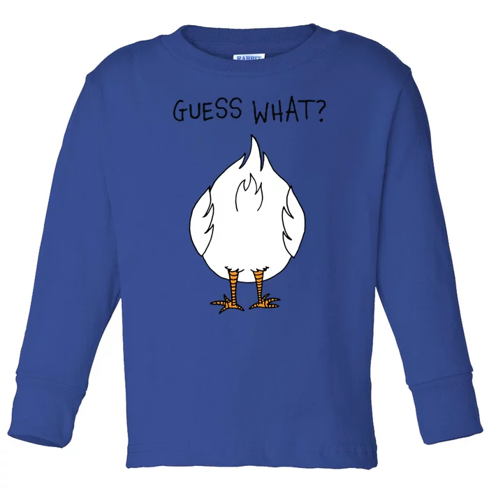 Funny Corny Dad Joke Design Guess What Chicken Butt Gift Toddler Long Sleeve Shirt