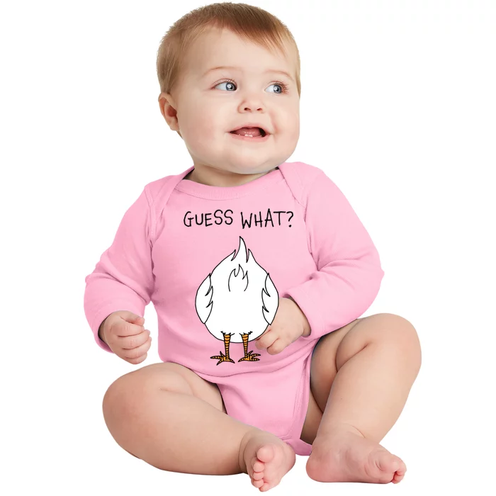 Funny Corny Dad Joke Design Guess What Chicken Butt Gift Baby Long Sleeve Bodysuit