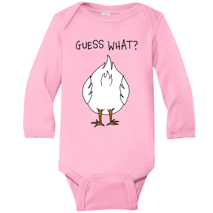 Funny Corny Dad Joke Design Guess What Chicken Butt Gift Baby Long Sleeve Bodysuit