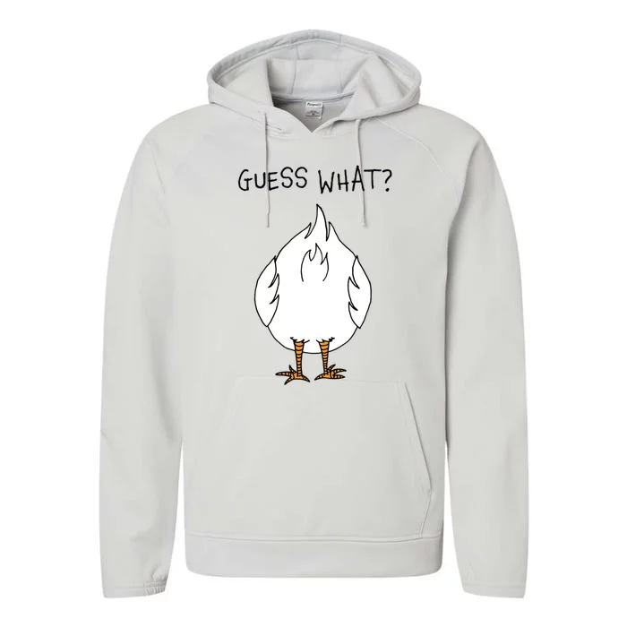 Funny Corny Dad Joke Design Guess What Chicken Butt Gift Performance Fleece Hoodie