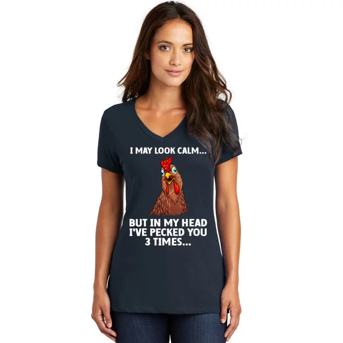 Funny Chicken Design Poultry Chicken Farmer Women's V-Neck T-Shirt