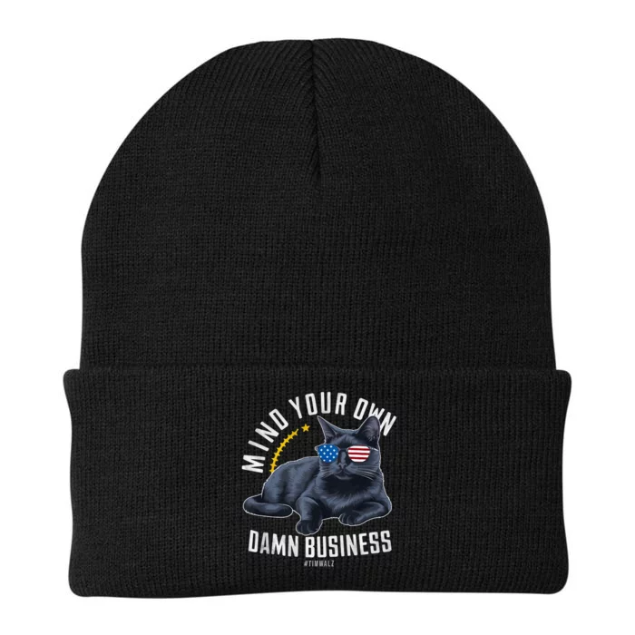 Funny Cat Design Mind Your Own Damn Business Knit Cap Winter Beanie