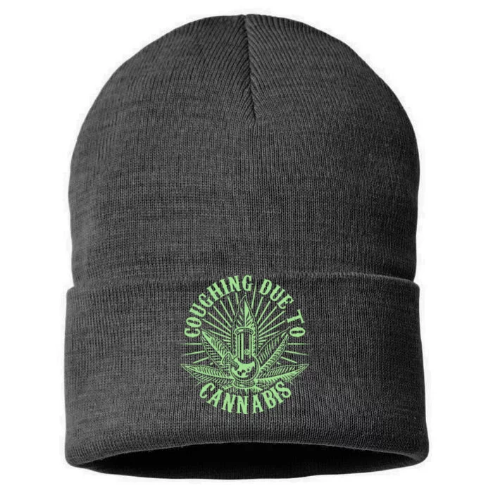 Funny Coughing Due To Cannabis Sustainable Knit Beanie