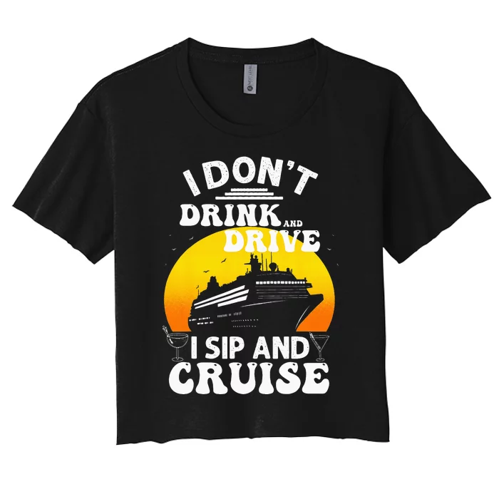 Funny Cruise Design For Cruise Vacation Boat Trip Women's Crop Top Tee