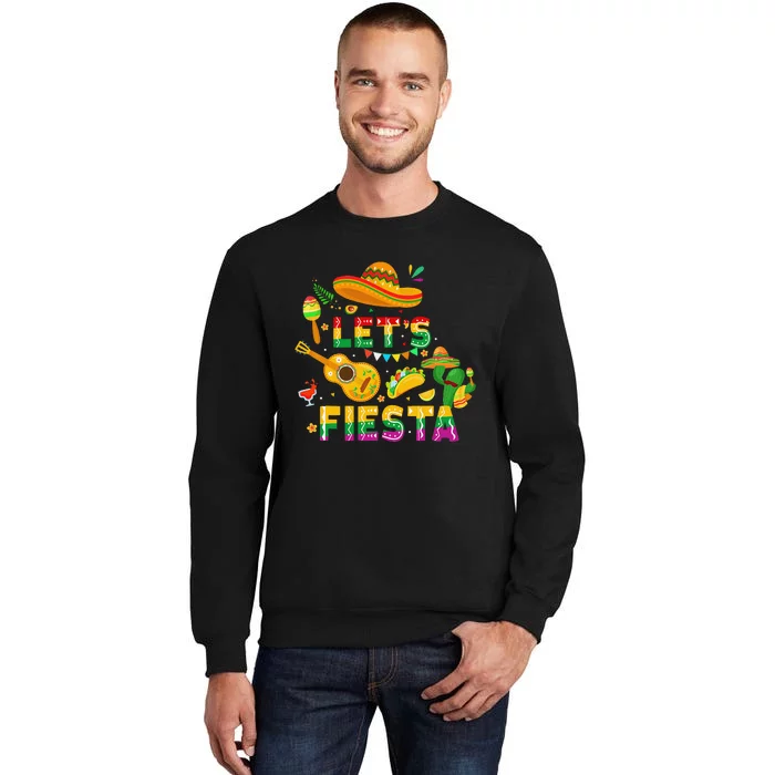 Funny Cinco De Mayo Gift Mexican Guitar Cactus LetS Fiesta Sweatshirt