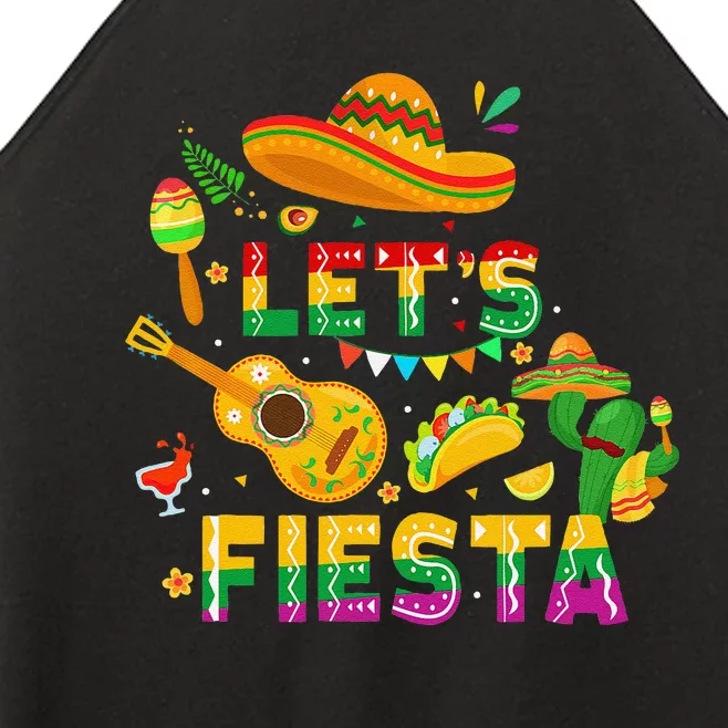 Funny Cinco De Mayo Gift Mexican Guitar Cactus LetS Fiesta Women’s Perfect Tri Rocker Tank