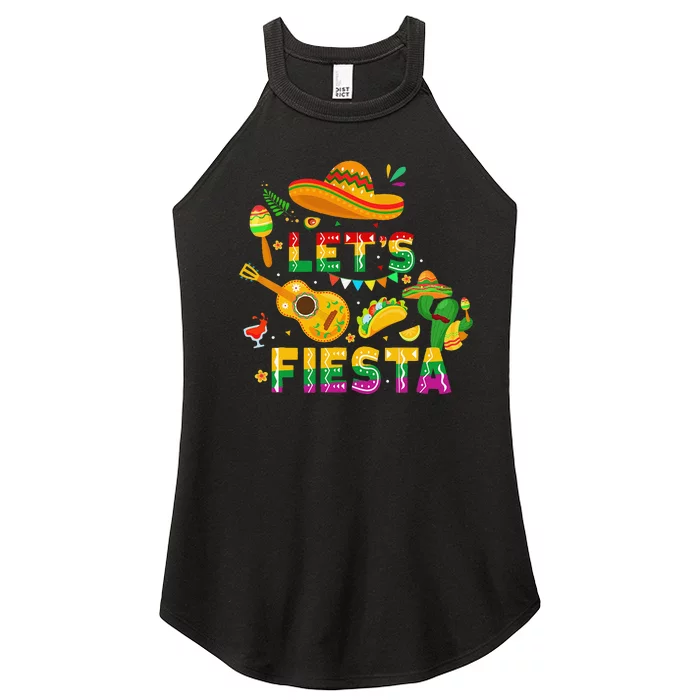 Funny Cinco De Mayo Gift Mexican Guitar Cactus LetS Fiesta Women’s Perfect Tri Rocker Tank