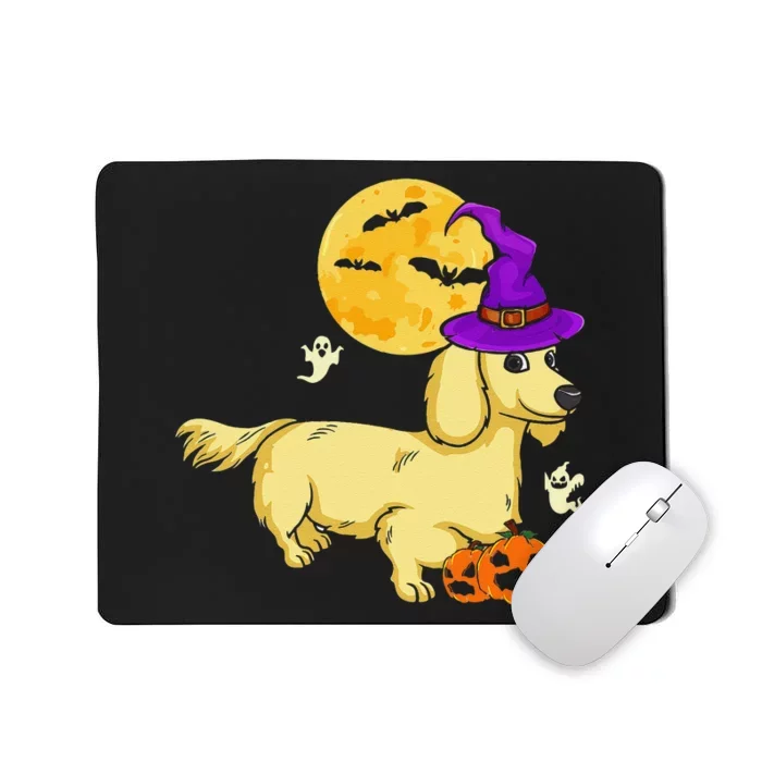 Funny Cream Dachshund Witch Halloween Costume Dog Lover Mousepad